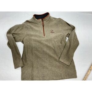 Ducks Unlimited Mens Tan Quarter Zip Pullover Sweater Size L